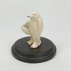 Antique 1930s White Cast Iron Penguin Ink Pen Holder With Metal Base New Arrival