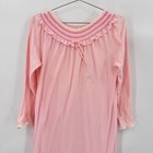 Vintage Jcpenney Pink Long Nightgown Smocked Neckline Bow Soft Nylon 80s Medium
