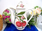 Vintage Portmeirion Pomona Coffee Pot Made In Britian England Apple Blossom