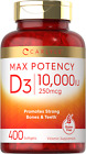 Vitamin D3 10000 Iu 400 Softgels   Value Size   Max Potency   By Carlyle