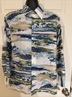 Vintage 1970s Topaz Brand Japanese Inspired Disco Mens Shirt Graphic Large Waves