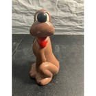 Vintage Disney Pluto Dog Figurine Sitting Green Collar Collectible Brown Matte
