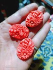 Carved Coral Flower Lot  One Double Sided Two One Sided Pieces From Early 1900 s