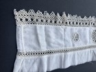 Ivory Linen Textile Panel Lace Trim W  Tatting  Edging Cutwork Medallions 30 