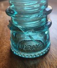 Hemingray No  10 Teal Blue Glass Insulator High-volt Threaded Made In Usa  crack