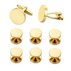 Cufflinks For Men Tuxedo Shirt Studs Stainless Steel Gift Box Formal