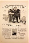 1925 United American Lines Resolute Steamship Winter Cruises Vintage Print Ad