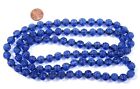 Vintage Chinese Cobalt Blue Peking Glass Carved Carving Bead Necklace