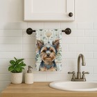 Caroline s Treasures Blue Tan Yorkshire Terrier Coastal Sea Glass Kitchen Towel