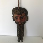 Vintage Hand Carved Painted Wooden Mask Mexico  Asia  Folk Art 14 5  Red Black