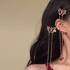 Chinese Style Red Butterfly Tassel Hair Clip Delicate Hair Accessory
