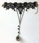 Wicca Gothic Victorian Slave Bracelet   Ring Combo   Black Lace   Costume   New