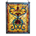 River Of Goods Stained Glass Fiery Hearts Flowers Window Panel Multi