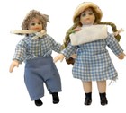 Dollhouse Miniature 1 12 Set Of 2 Bisque Soft Body Posable Siblings Dolls