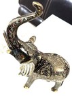 Brass Elephant Figurine Sculpture Ornate Vintage Design Collectible  6 Inches 