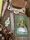 Vintage Antique Junk Drawer  Lot      Jewelry Ephemera Half Doll Bottle Victorian
