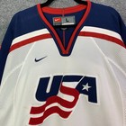 Vintage 2002 Nike Team Usa Hockey Jersey V-neck Pullover Size Large Multicolor