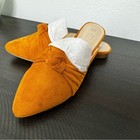 Women s Knot-detail Suede Mules In Burnt Orange Slides Shoes Size 6 5