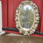 Home Interiors Oval Pink Gold Roses 27 X 19 Shabby Chic Vintage Wall Mirror 