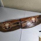 Vintage Hand Tooled Long Horn Skull Leather Rifle  Shotgun Scabbard   Gun Case