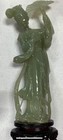 Vintage Chinese Carved Green Stone Figure Statue Kwan Yin shen Yun Dance -read