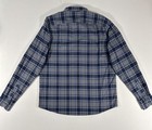 Mens Untuckit Cotton Flannel Shirt Long Sleeve Button Down Size Large Blue Plaid