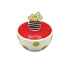 Rare Coton Colors Christmas Ornament Green Polka Dot Condiment Candy Dish
