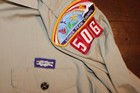 Boy Scouts Of America Bsa Men s Shirt Tan Large Sewn Patches Long Sleeve