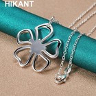 925 Sterling Silver Plated Flower Necklace Bracelet Earring Set Jewelry
