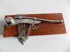 5  Brass Nickle Boatswain Whistle W Chain Wooden Box Bosun Call Pipe Maritime 