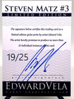 Steven Matz 19 25 Limited Edition Signed Edward Vela Card 2017  baseball 