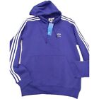 Adidas Hooded Pullover 3 Stripe Fleece Sweatshirt Purple Men Msrp  70 Cotton M