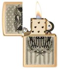 Zippo 46230  Patriotic American Crest Design  Brushed Brass Lighter  New
