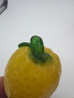 Vtg Hand Blown Glass Lemon Fruit Basket Vegetable Yellow Art Murano Style