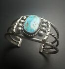 Old Pawn Navajo Blue Gem Turquoise Sterling Silver Cuff Bracelet 6-3 8    25g  289