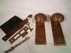 Antique Corbin Cast Brass  Brocade Door Knob Set Lock W  Key  905  7 Sets Aval
