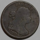1804 Draped Bust Half Cent - Weak Spiked Chin - Us 1 2c Copper Coin