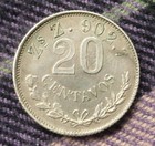 1902 Zs Z Mexico 20 Centavos Silver  Au  bu Twenty  Mint Error Large Die Cracks