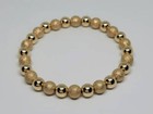 14k Yellow Gold Filled Stardust Big 7mm Beaded Elastic Stretch Handmade Bracelet
