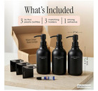 Set Of 3 Black Soap Shampoo And Conditioner Dispensers