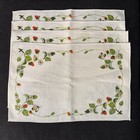 4 Vintage Linen Placemats Strawberry And Butterfly Design 