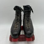 Vintage Roller Skates Chicago No 8 Plates Red Wheels Black Leather Size 10