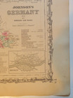 Original Johnson s  1861 Hand-colored Map  Germany railroads canals details