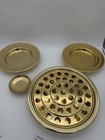 Artistic Communion Cup Tray  2 Bread Trays Goldtone Brass Holds 40 Set 4 Pcs