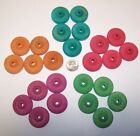 25 Parrot Bird Toy Parts Colored Wood Wooden Wheels 1-1 2  Large Round W  Hole