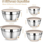 Mixing Bowls With Airtight Lids Set  8pcs Stainless Steel Khaki Nesting Bowls Wi