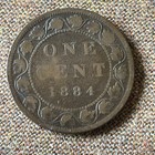1884 Large Canada One Cent 1 Penny  01 Canadian 1   Coin Cents W44