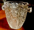Vintage Crystal Glass Ice Bucket Sawtooth Edge