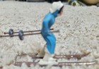 Vintage 1950 s Cast Lead Light Blue Skier Figurine  1 - Barclay  