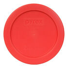 Pyrex 7200-pc 2 Cup  2  Blue  2  Orange  2  Red Round Plastic Lids 6pk New